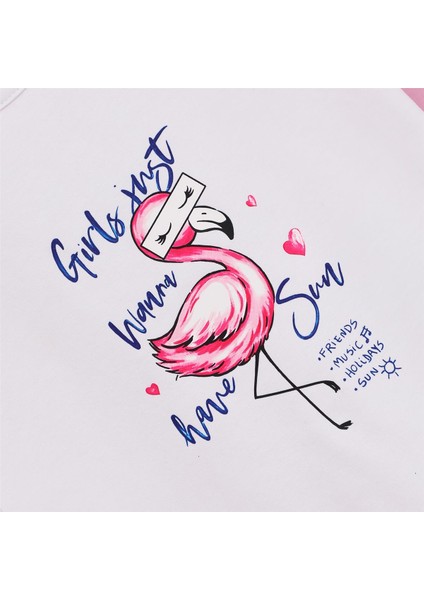 Kız Çocuk Kısa Kol Bisiklet Yaka Tişört - 32213 - Beyaz fiyatları