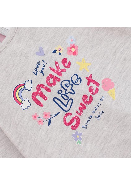 Kız Çocuk Uzun Kol Ince Bisiklet Yaka Tişört - 32381 - Melanj fiyatları