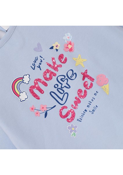 Kız Çocuk Uzun Kol Ince Bisiklet Yaka Tişört - 32381 - Mavi fiyatları