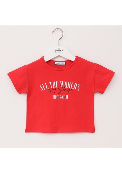 Kız Çocuk Kısa Kol Tişört - 32471 - Nar Çiçeği