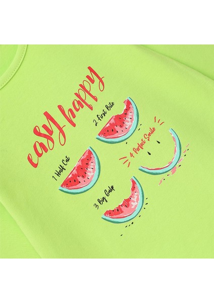 Kız Çocuk Uzun Kol Ince Tişört - 32461 - Elma Yeşili fiyatları