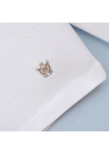 Kız Çocuk Şardonsuz Uzun Kol Ince Bisiklet Yaka Tişört - 31711 - Beyaz - Turuncu fırsatları