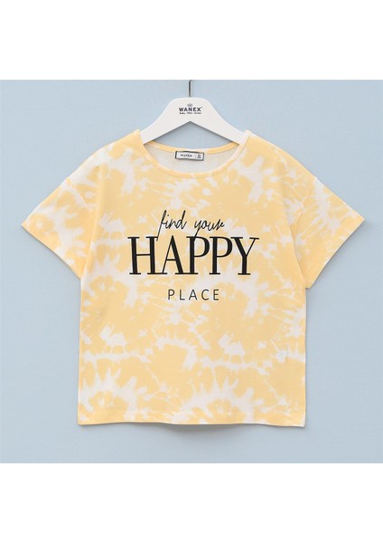 Kız Çocuk Kısa Kol Tişört - 32009 - Sarı