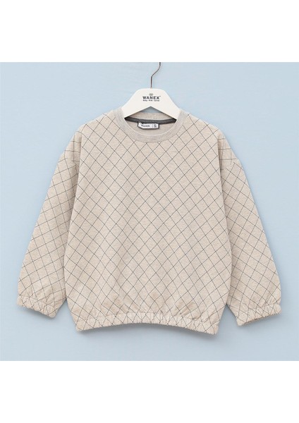 Kız Çocuk Şardonsuz Uzun Kol Ince Bisiklet Yaka Tişört - 31961 - Melanj