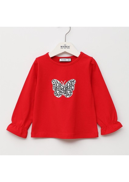 Kız Çocuk Uzun Kol Ince Kışlık Tişört - (2 Yaş-7 Yaş) - 32454 - Kırmızı
