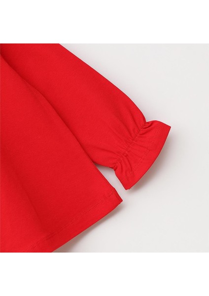 Kız Çocuk Uzun Kol Ince Kışlık Tişört - (2 Yaş-7 Yaş) - 32454 - Kırmızı modelleri