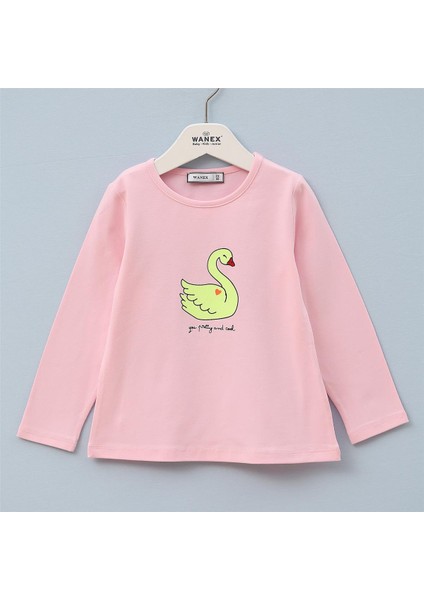 Kız Çocuk Şardonsuz Uzun Kol Ince Tişört - 32062 - Pembe