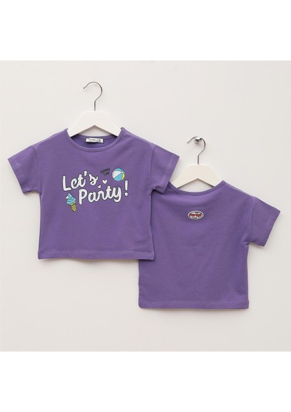 Kız Çocuk Süprem Kısa Kol Tişört - SP240205 - Lila