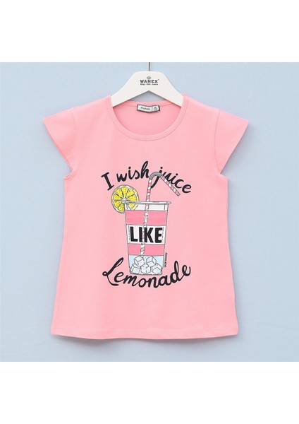 Kız Çocuk Kısa Kol Yazlık Tişört - (9 Yaş-14 Yaş) - 31795 - Pembe