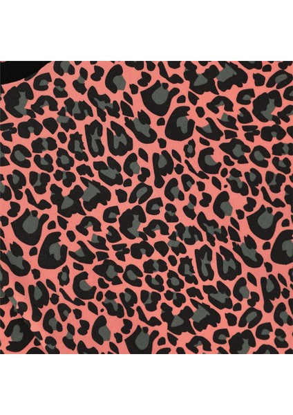 Kız Çocuk Uzun Kol Ince Bisiklet Yaka Tişört - 32227 - Leopar fiyatları