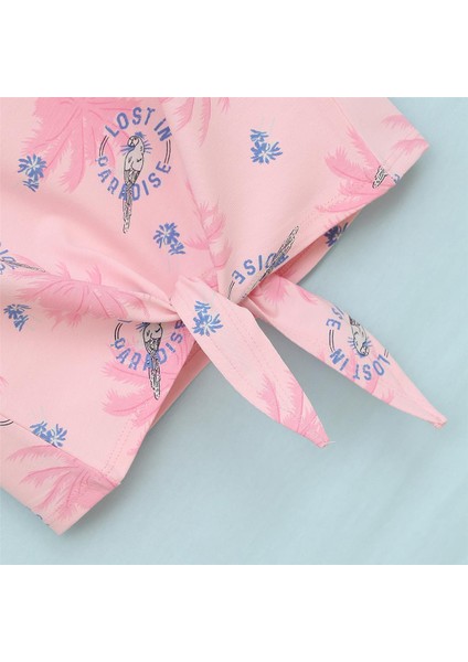 Kız Çocuk Kısa Kol Bisiklet Yaka Tişört - 32248 - Pembe fiyatları