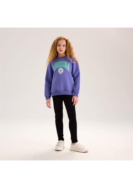 Kız Çocuk Uzun Kol Ince Bisiklet Yaka Tişört - 32250 - Mor fiyatları
