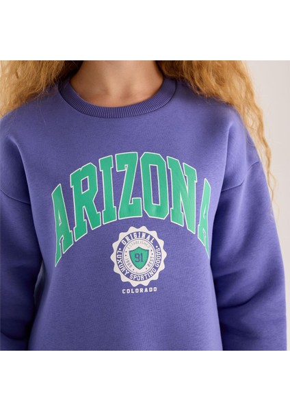 Kız Çocuk Uzun Kol Ince Bisiklet Yaka Tişört - 32250 - Mor modelleri