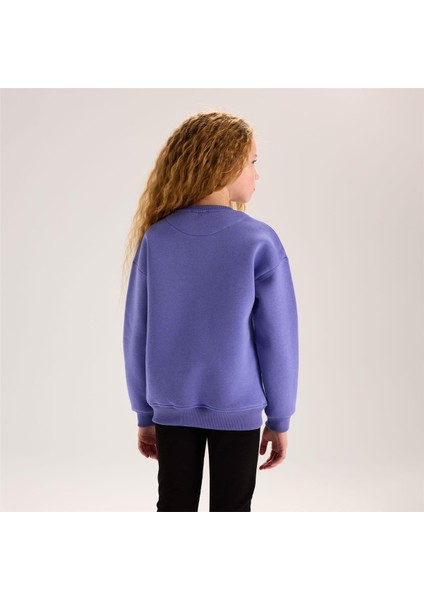 Kız Çocuk Uzun Kol Ince Bisiklet Yaka Tişört - 32250 - Mor fırsatları