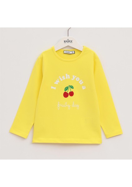 Kız Çocuk Şardonsuz Uzun Kol Ince Tişört - 32093 - Sarı