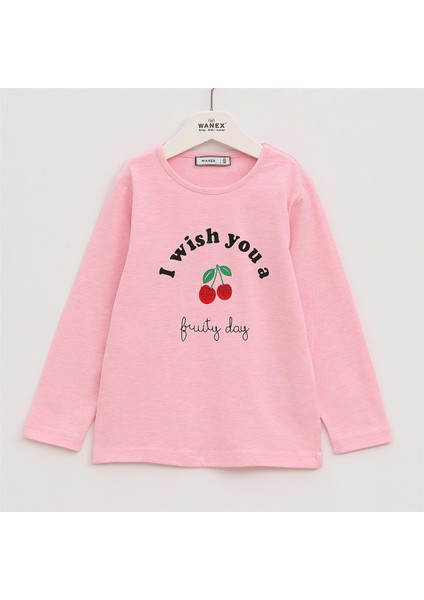 Kız Çocuk Şardonsuz Uzun Kol Ince Tişört - 32093 - Pembe