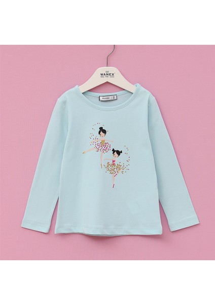 Kız Çocuk Şardonsuz Uzun Kol Ince Tişört - 32092 - Mint Yeşili