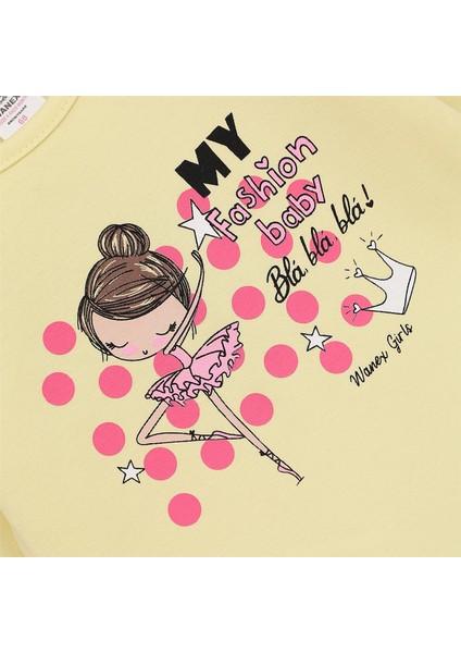 Kız Çocuk Uzun Kol Ince Bisiklet Yaka Tişört - 32223 - Sarı fiyatları