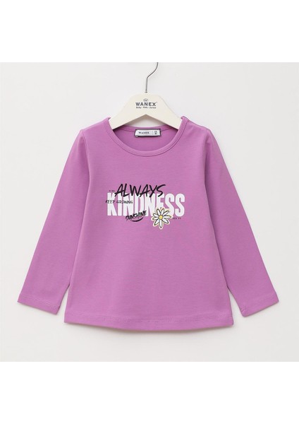 Kız Çocuk Uzun Kol Ince Tişört - 32448 - Lila