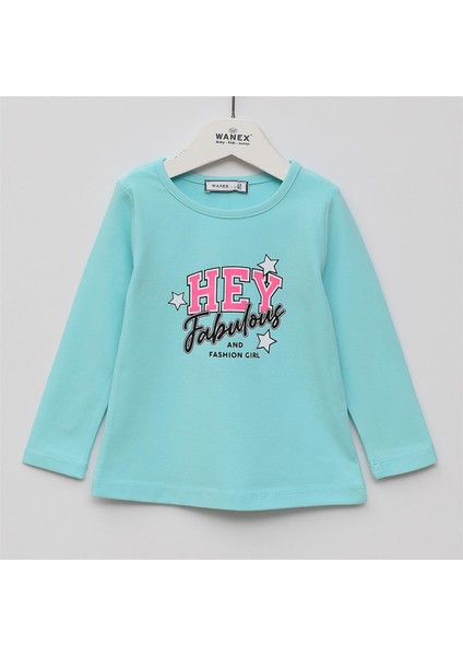 Kız Çocuk Şardonsuz Uzun Kol Ince Tişört - 32432 - Mint Yeşili