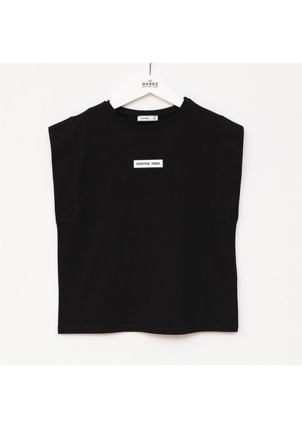 Kız Çocuk O Yaka Kısa Kol Yazlık Tişört - (9 Yaş-14 Yaş) - 32357 - Siyah