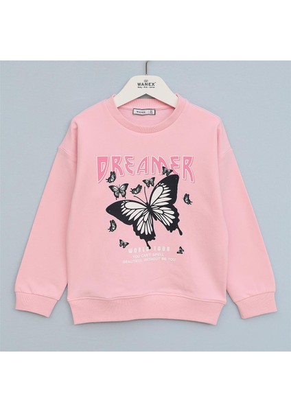 Kız Çocuk Uzun Kol Kalın Bisiklet Yaka Tişört - 32373 - Pembe