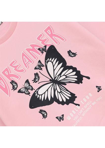 Kız Çocuk Uzun Kol Kalın Bisiklet Yaka Tişört - 32373 - Pembe fiyatları