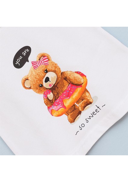 Kız Çocuk Kısa Kol Bisiklet Yaka Tişört - 32269 - Beyaz fiyatları