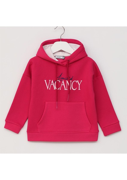 Kız Çocuk Uzun Kol Kalın Kapşonlu Tişört - 32277 - Fuşya