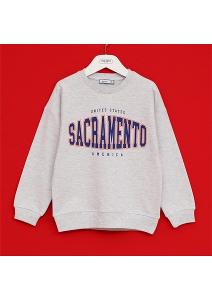 Kız Çocuk Uzun Kol Ince Bisiklet Yaka Tişört - 32252 - Melanj