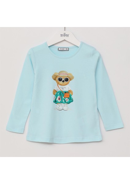 Kız Çocuk Uzun Kol Ince Bisiklet Yaka Tişört - 32302 - Mint Yeşili fiyatları