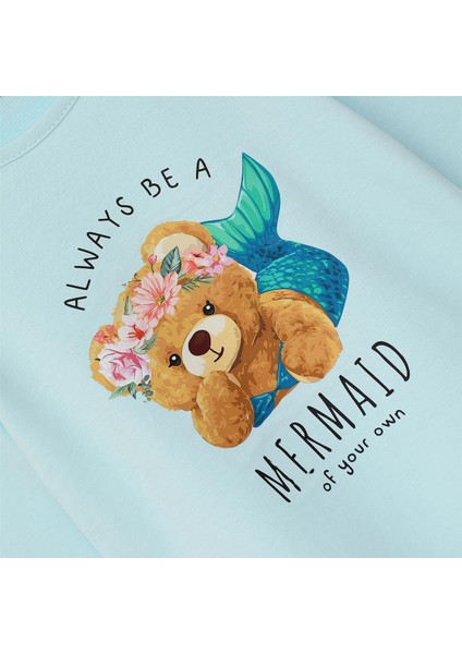 Kız Çocuk Uzun Kol Ince Bisiklet Yaka Tişört - 32302 - Mint Yeşili modelleri