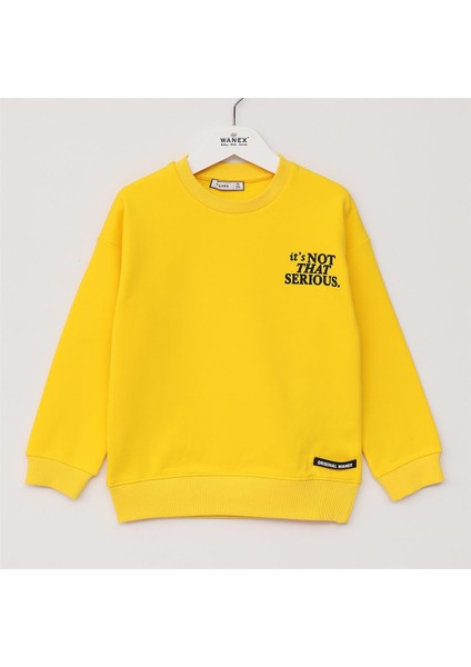 Kız Çocuk Uzun Kol Kalın Bisiklet Yaka Tişört - 32305 - Sarı