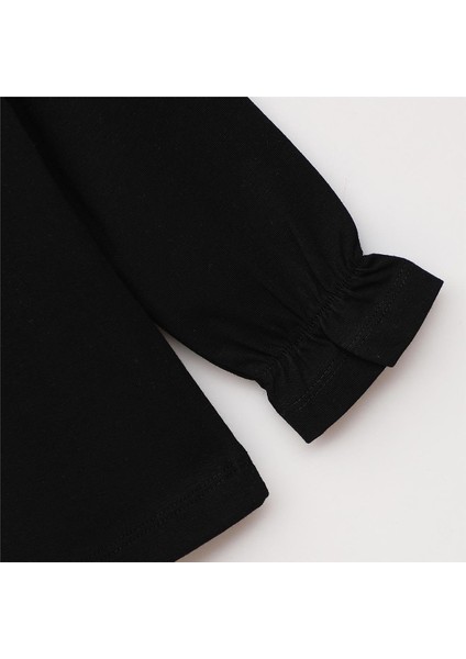 Kız Çocuk Uzun Kol Ince Kışlık Tişört - (2 Yaş-7 Yaş) - 32454 - Siyah modelleri