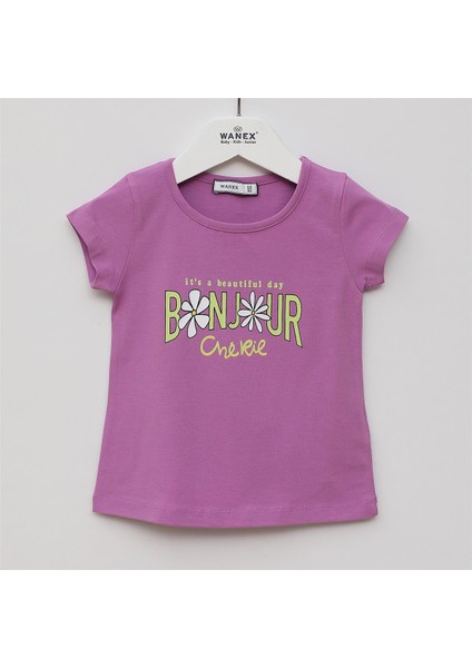 Kız Çocuk Kısa Kol Tişört - 32450 - Lila