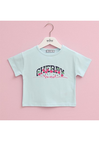 Kız Çocuk Kısa Kol Tişört - 32470 - Mint Yeşili