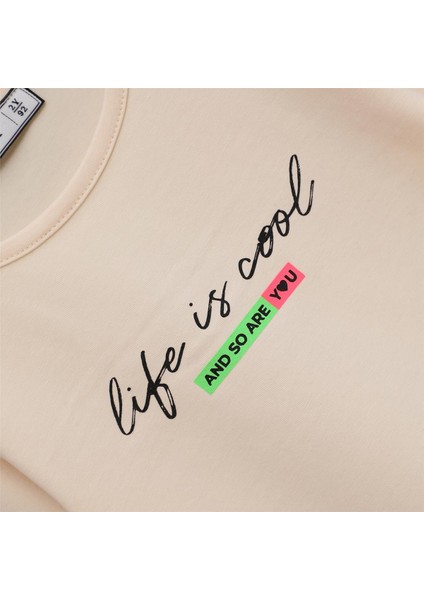 Kız Çocuk Uzun Kol Ince Tişört - 32445 - Pudra fiyatları