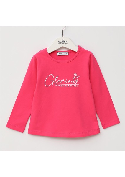 Kız Çocuk Uzun Kol Ince Tişört - 32444 - Fuşya