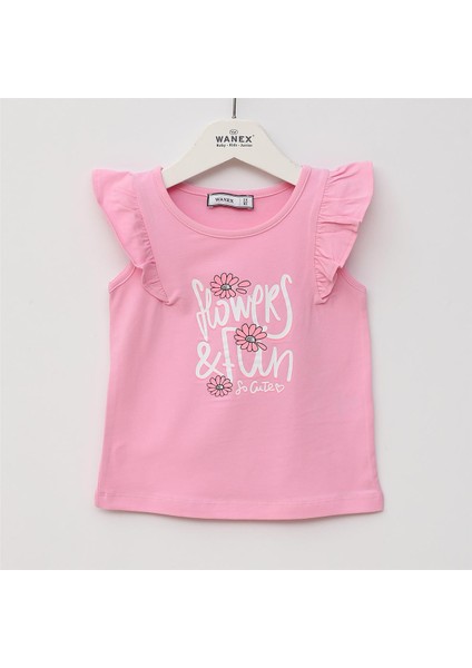 Kız Çocuk Kısa Kol Tişört - 32422 - Pembe