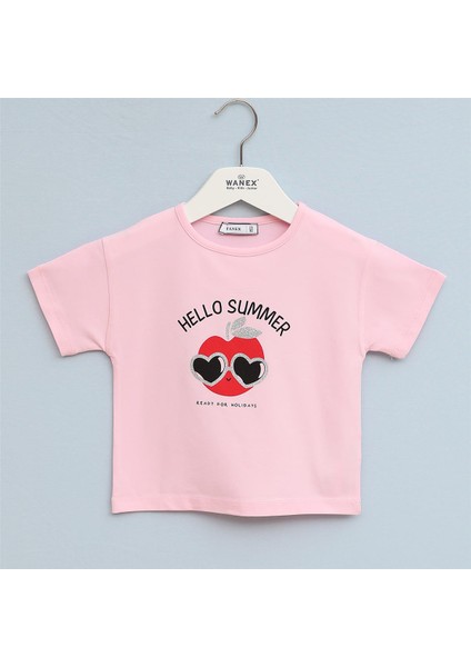 Kız Çocuk Kısa Kol Tişört - 32420 - Pembe