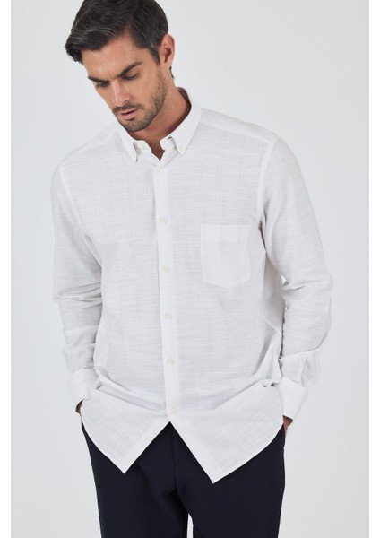 Uzun Kol Çizgili Desen Düğmeli Yaka Cepli Classic Comfort Fit Gömlek 1004250189 modelleri