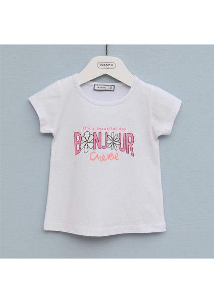 Kız Çocuk Kısa Kol Tişört - 32450 - Beyaz