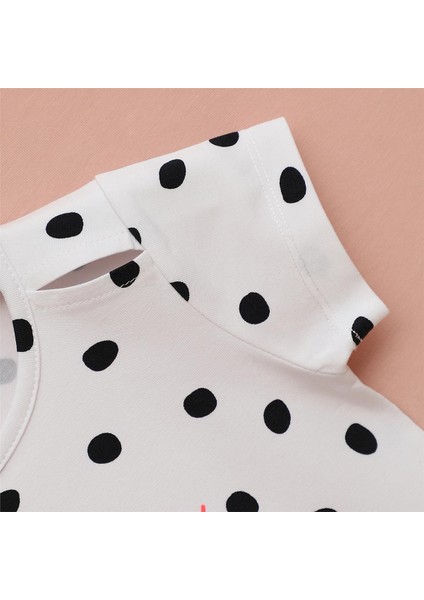 Kız Çocuk Kısa Kol Tişört - 32462 - Beyaz - Siyah modelleri