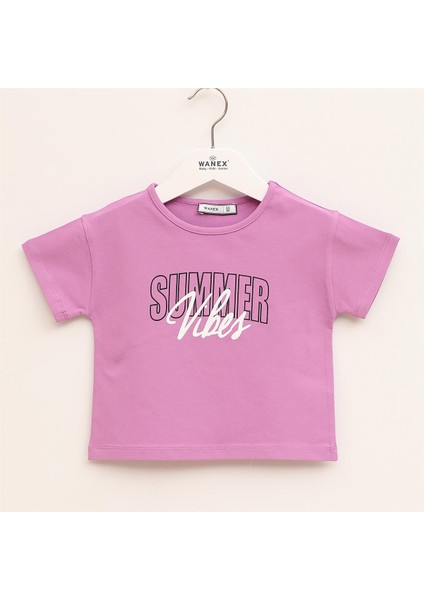 Kız Çocuk Kısa Kol Tişört - 32490 - Lila
