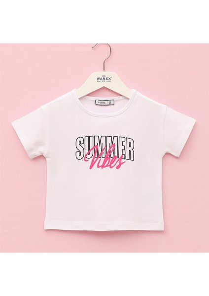 Kız Çocuk Kısa Kol Tişört - 32490 - Beyaz
