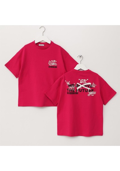 Kız Çocuk Kısa Kol Yazlık Tişört - (8 Yaş-13 Yaş) - FS240219 - Fuşya