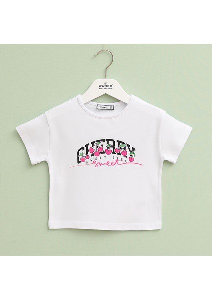 Kız Çocuk Kısa Kol Tişört - 32470 - Beyaz