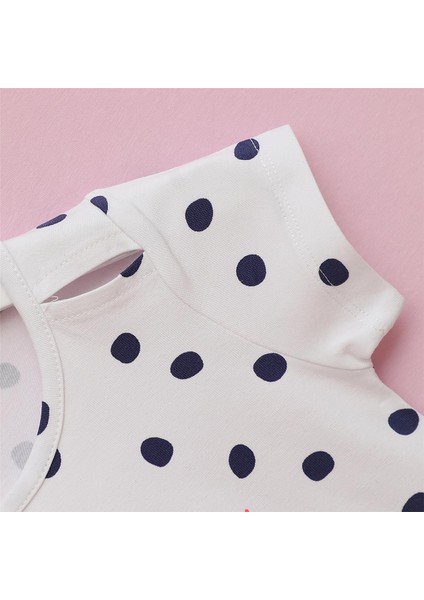 Kız Çocuk Kısa Kol Tişört - 32462 - Beyaz - Lacivert modelleri