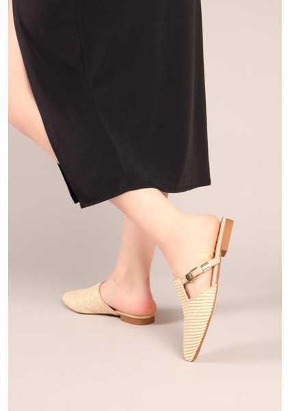 Sawyer Tokalı Hasır Terlik Ten