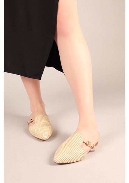 Sawyer Tokalı Hasır Terlik Ten modelleri